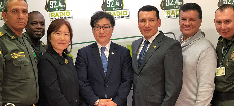 Professor Choi with Colombian National Police Radio & TV