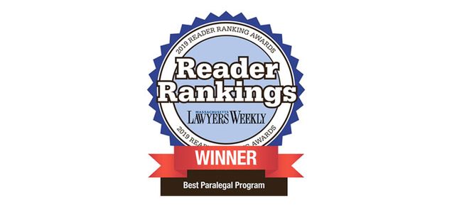 Lawyer's Weekly Logo | Paralegal Program Tops Massachusetts Lawyers Weekly Reader's Poll