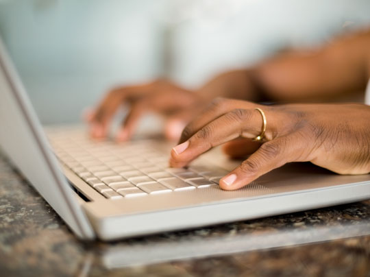 Resources for Online Students - a keyboard being typed to demonstrate a student in an online class.