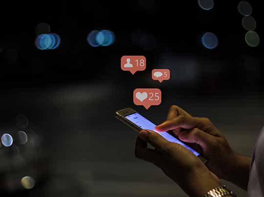 A person using social media on phone