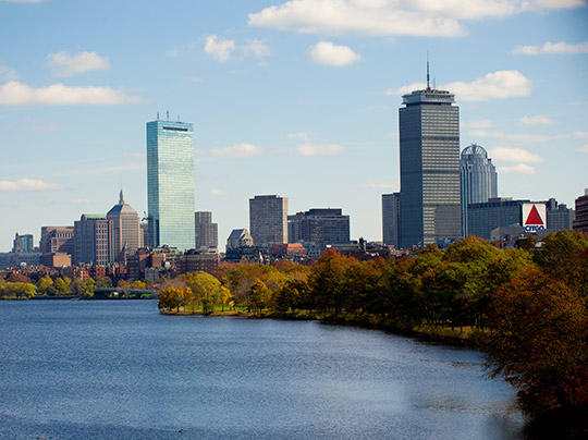 A view of the Boston skyline from the Charles River
