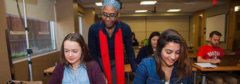 Students and teacher in a classroom
