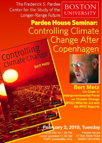 Dr. Bert Metz, former Co-Chair IPCC WG3 Speaks at the BU Pardee Center