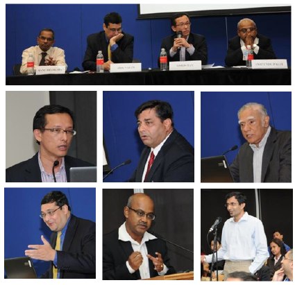 Pardee-Singapore-event From Top (L to R): Panel on South Asia 2060; Dr. Simon Tay, High Commissioner Raghavan, Amb. Pillai, Prof. Adil Najam, Prof. Palit, audience member asking question