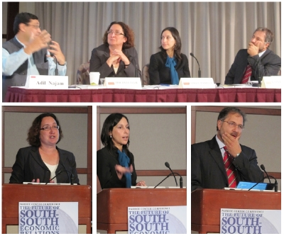 South-South-Economic-1 Panel Chair Adil Najam, Kathryn Hochstetler, Mariana Rangel Padilla, and Alcides Costa Vaz (top).