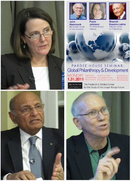 Paul Johnson, Shamsh Kassim-Lakha and John Hammock speak at the Pardee House Seminar on Global Philanthropy and Development.