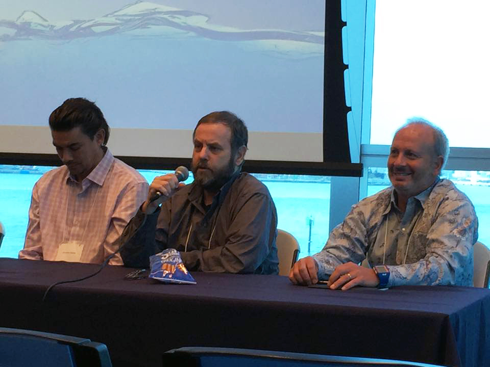 Left to right: Dr. Andrew Baker (University of Miami), Les Kaufman (BU Biology/Pardee), and Mike Beck (The Nature Conservancy), members of a Pew Collaborative project for Biscayne National Park. (credit: Polita Glynn, Executive Director, Pew Marine Fellows Program).  