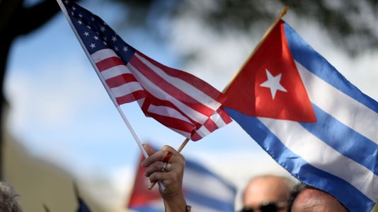 US Cuban flags