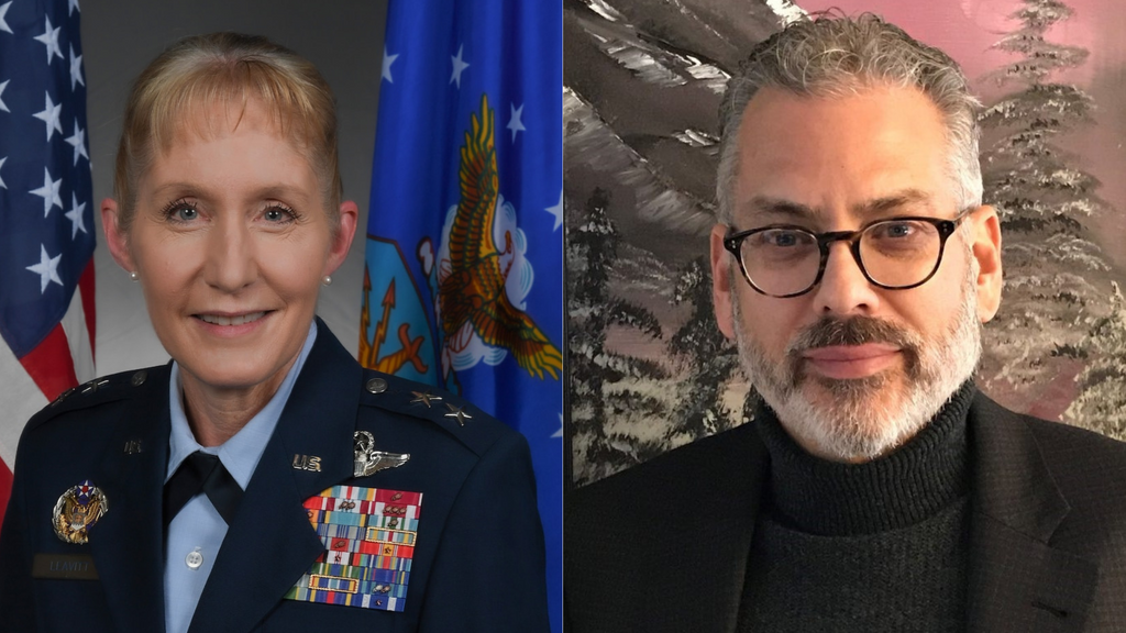 Maj. Gen. Jeannie M. Leavitt (left) and Lt Gen Jack Weinstein (Ret)(right)