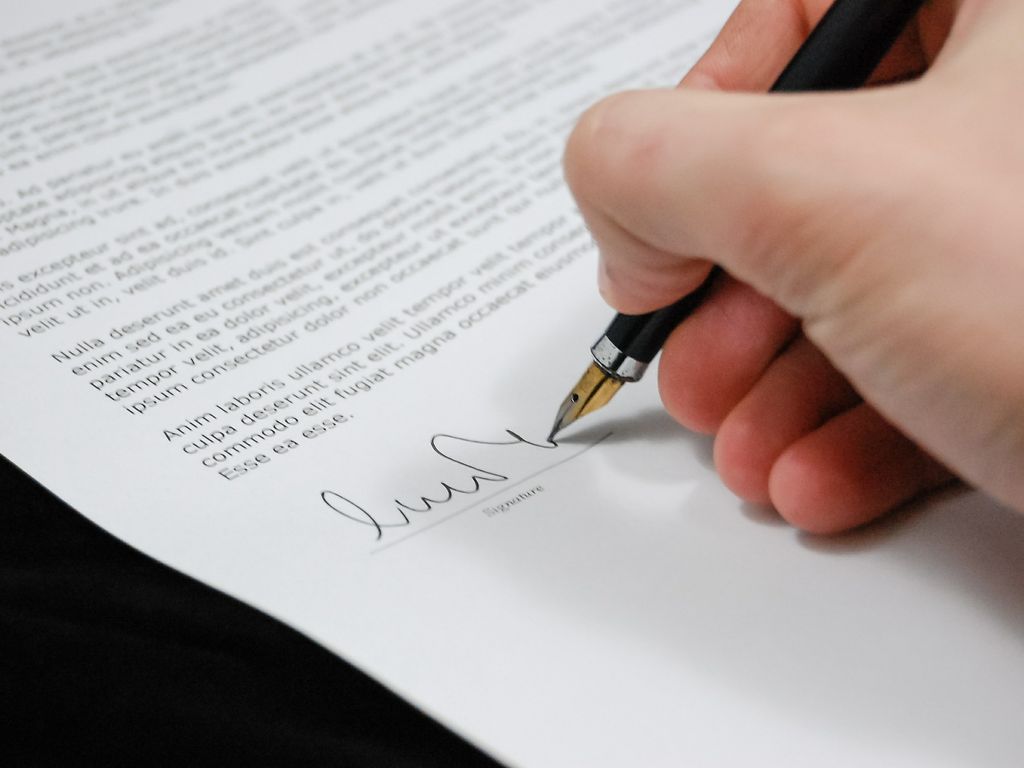 Hand signing document
