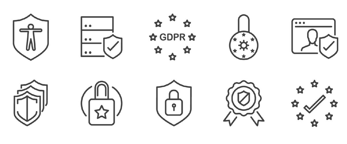 Black and white privacy icons