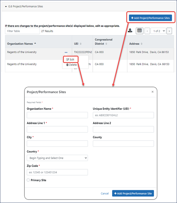 screenshot highlighting example of popup window
