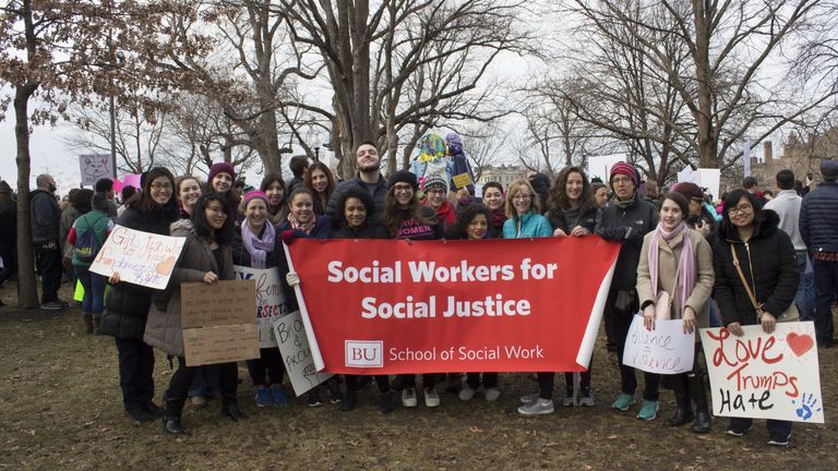 BU social workers marching for social justice