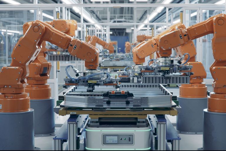 An automated electric car battery assembly line