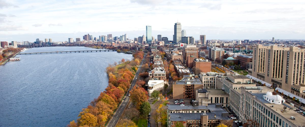Aerial view of East Campus and Bay State Road