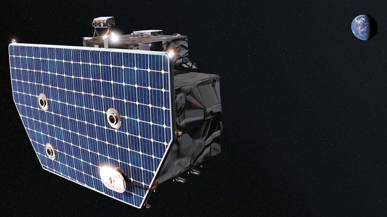 NASA's Carruthers Geocorona Observatory orbits in space with Earth in the far background