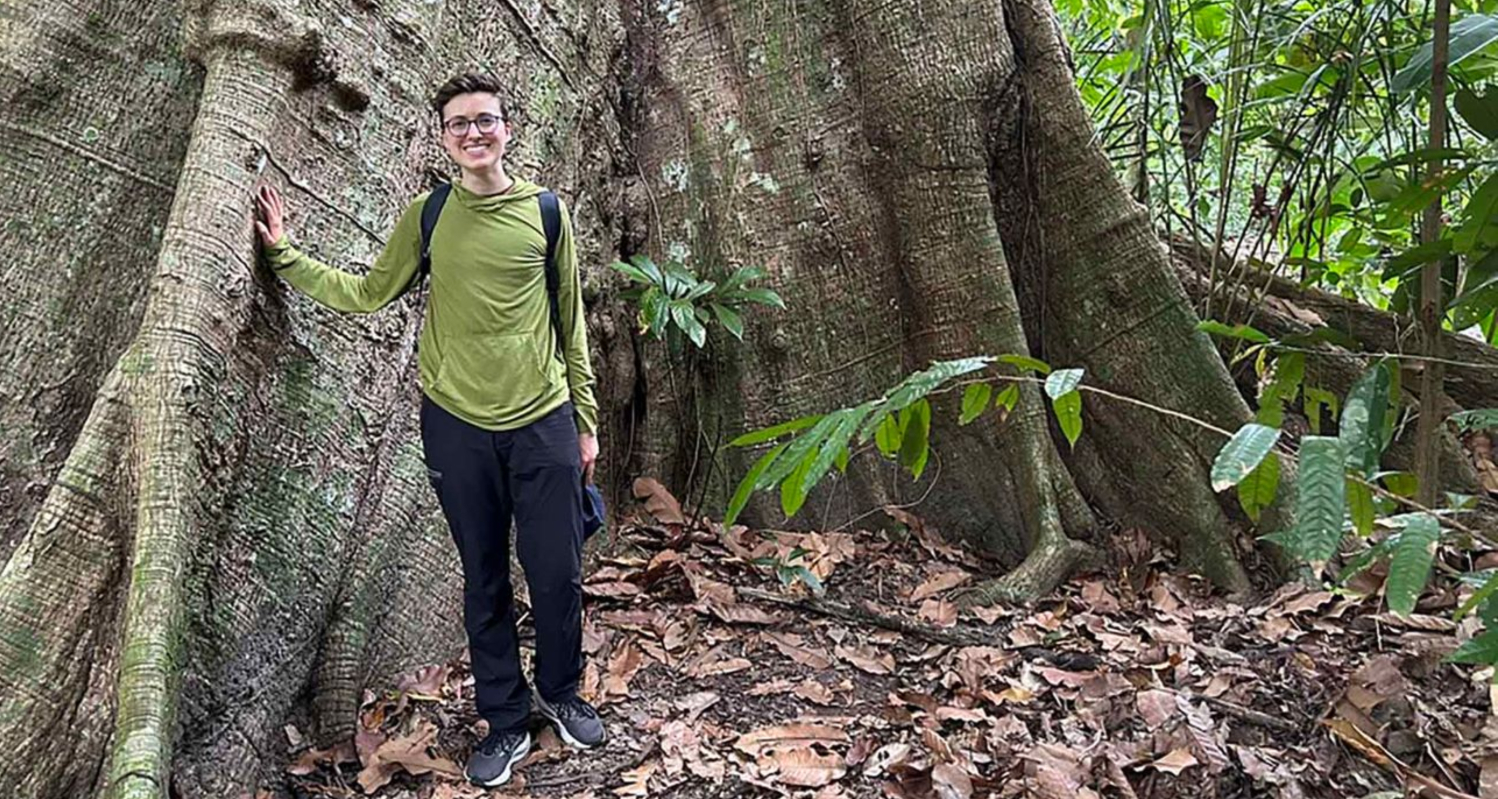 Student Emerson Conrad-Rooney touring Amazon rainforest during UN climate conference