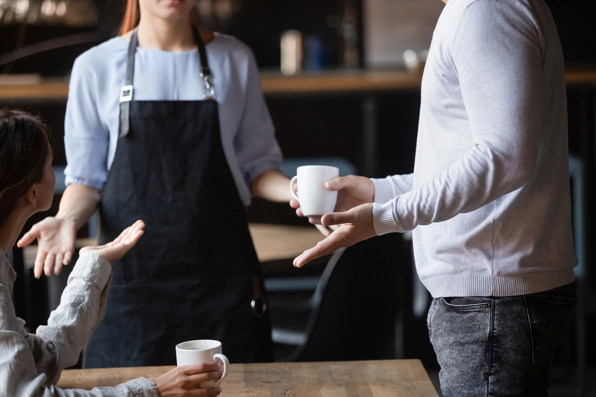 Customer arguing with a barista