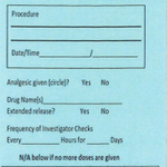 Example of front of blue post-surgical cage card