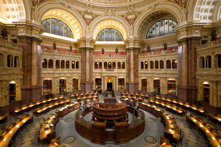 Main reading room in the Thomas Jefferson Building at the Library of Congress