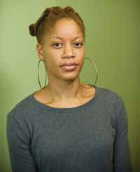 Khiara Bridges leaning slightly to the right