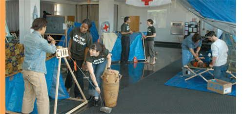mock refugee camp