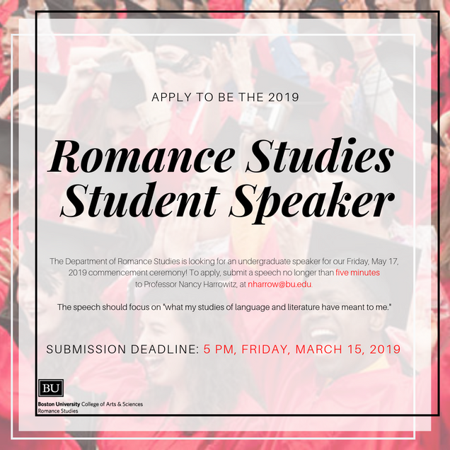 Info on applying to become the student speaker at RS Commencement