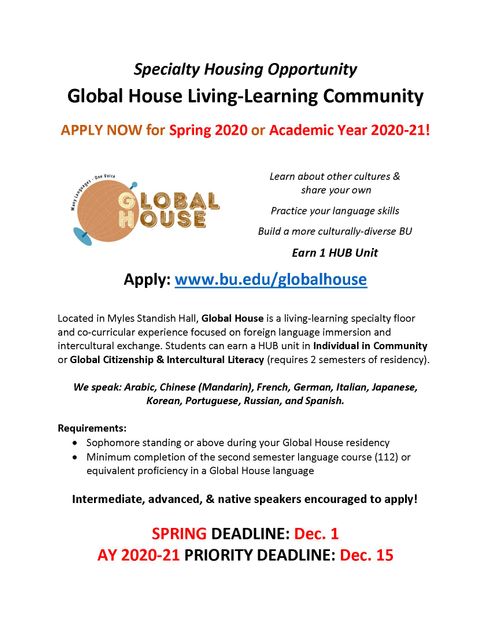 Information on applying to BU Global Hous
