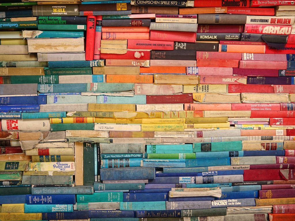 Stacks of colorful books