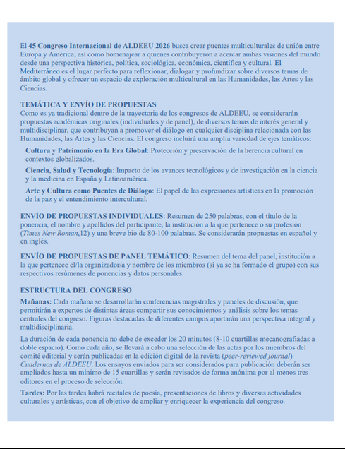 The image is of a Call for Papers for the ALDEEU Conference