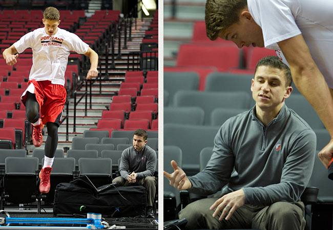 Chris Stackpole (’09, ’12) brings the Portland Trail Blazers a technologically oriented model of care that includes using OptoGait to track players’ balance and power.