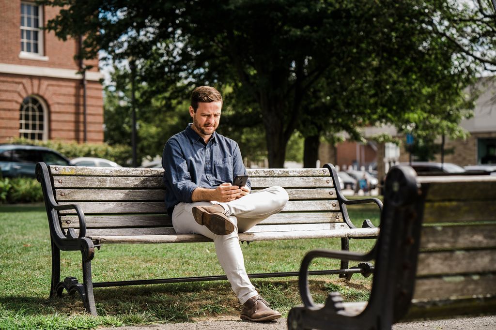 Portrait of Sargent College Assistant Professor, Department of Occupational Therapy, Dan Fulford, PhD in Needham, MA on July 31, 2020. Photo by Chris McIntosh for Boston University Photography