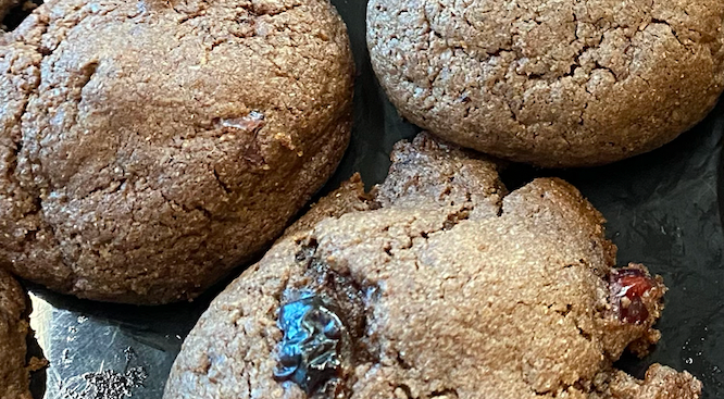 Close-Up picture of cherry chocolate chip cookies