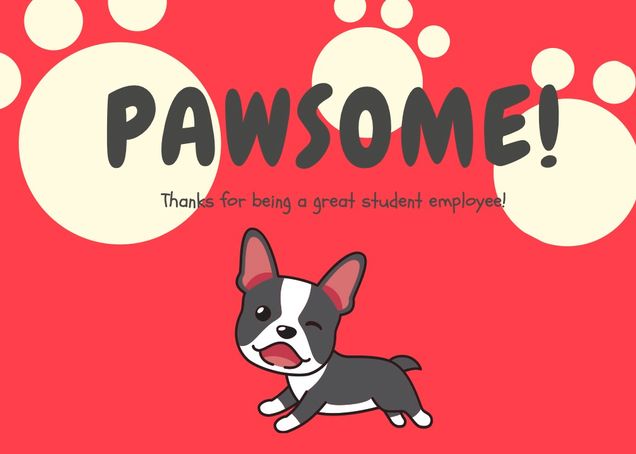 Student Employee Week Thank You Note