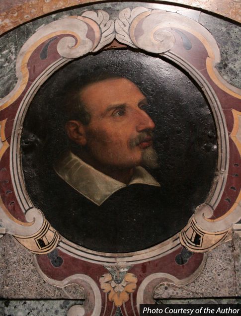 Figure 1. Lavinia Fontana, Portrait of Gaspare Rivaldi, ca. 1611-1614, oil on metal, ~1 ft. 2 in. x ~8 in. Rivaldi/Mazziotti Chapel, Santa Maria della Pace, Rome.