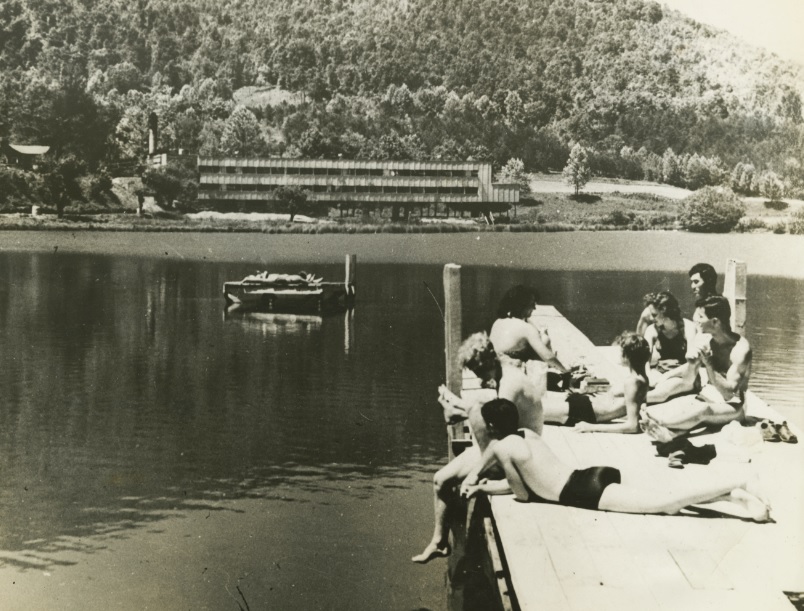 Students lounging on dock, Lake Eden, n.d. Western Regional Archives, State Archives of North Carolina, Ashville, NC (Photo by John Campbell).