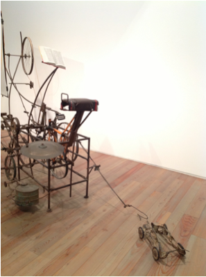 Figure 2. Jean Tinguely, Cyclograveur, 1961, detail. Welded scrap metal, bicycle elements, sheet metal, drum and cymbal, book. 225 x 410 x 110 cm. Kunsthaus Zürich.