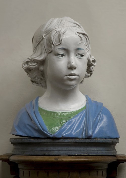 Bust of a Young Boy, Andrea della Robbia (Italian (Florentine), 1435–1525) Italian, Renaissance, about 1475, Glazed terracotta. Museo Nazionale del Bargello Firenze. Photograph: Antonio Quattrone. Courtesy of the Ministero dei beni e delle attività culturali e del turismo. Courtesy, Museum of Fine Arts, Boston.