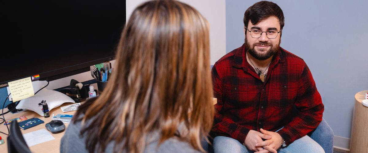 Student talking to nurse