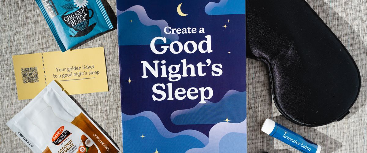 Create A Good Night's Sleep Kit with lip balm, an eye mask, and other resources