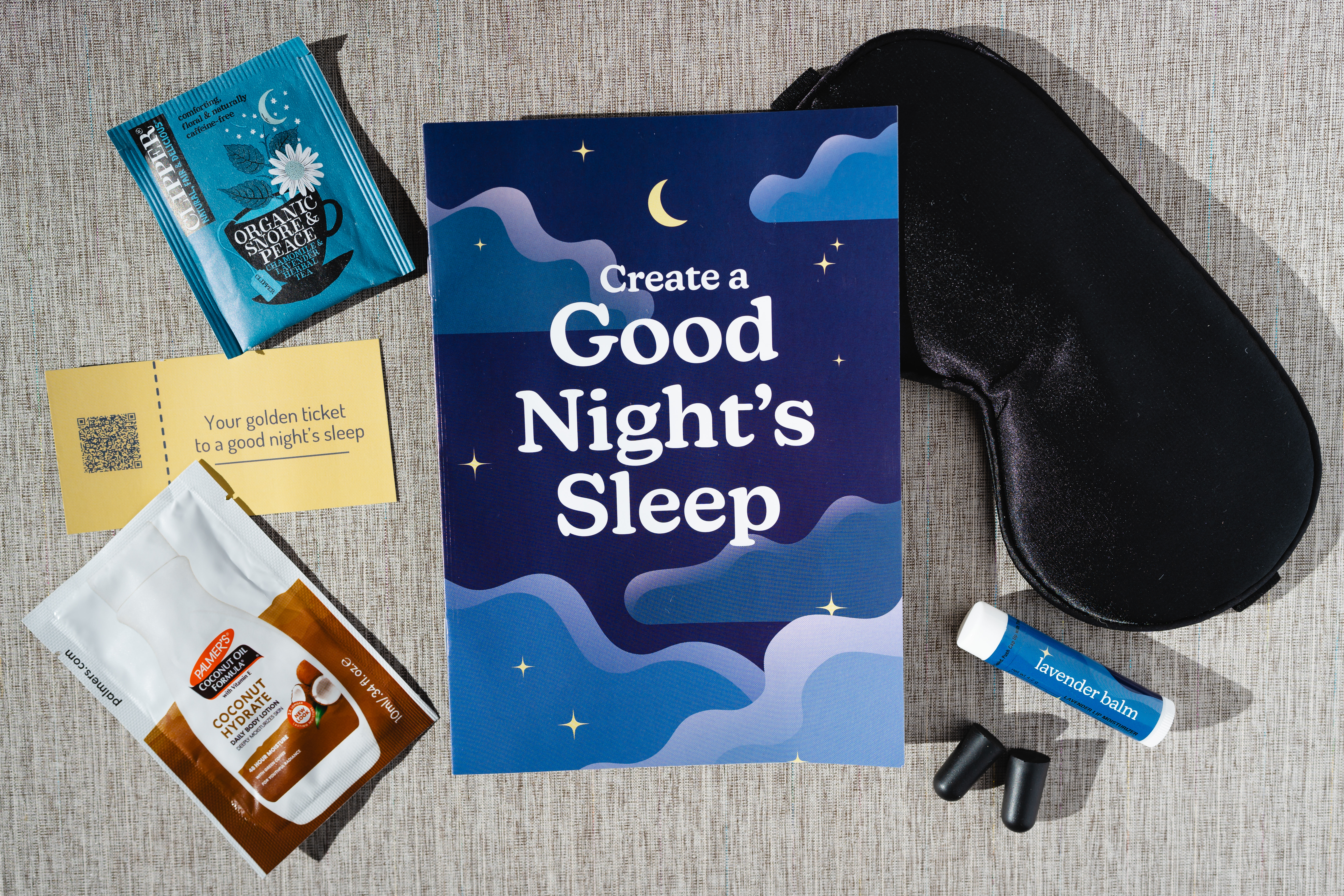 Create A Good Night's Sleep Kit with lip balm, an eye mask, and other resources