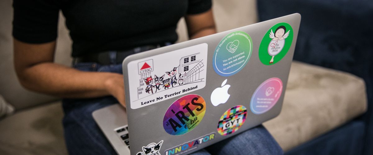 Student using laptop