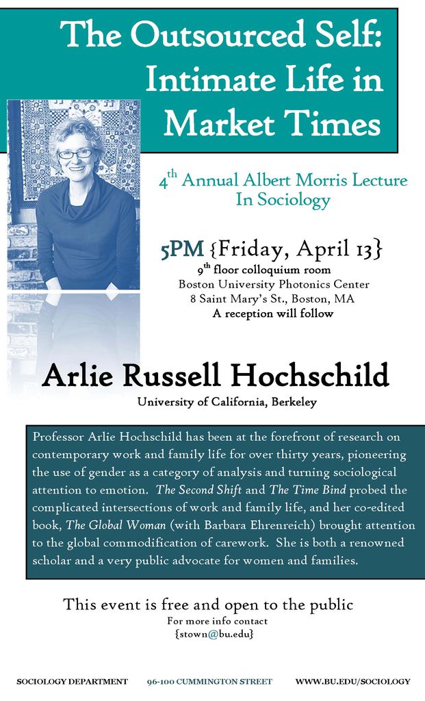 Sociology's 4th Annual Morris lecture with Arlie Hochschild