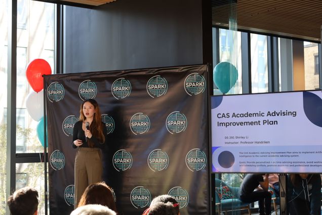 Student presents their project at Demo Day. Photo by Arin Wang.