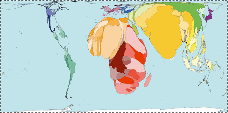 Worldmapper. Interactive map: Land Area.