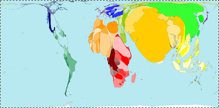 Worldmapper. Interactive map: Land Area.
