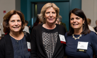 Lisa Chedekel, center, with C-HIT co-founder Lynne DeLucia, left, and CWHF Trustee Mary Glassman. Credit: Connecticut Women's Hall of Fame
