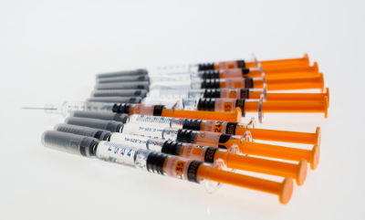 several medical syringes