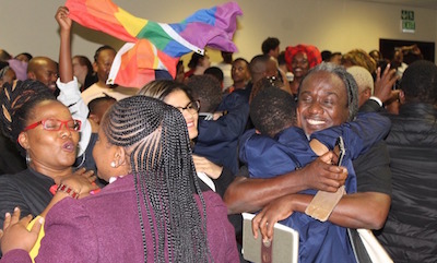 Activists celebrate Botswana's High Court ruling on June 11. Photo courtesy of LEGABIBO.