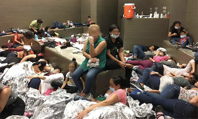 In this handout photo provided by the Department of Homeland Security Office of the Inspector General, overcrowding of families is observed by OIG at US Border Patrol Weslaco Station on June 11, 2019, in Weslaco, Texas. 